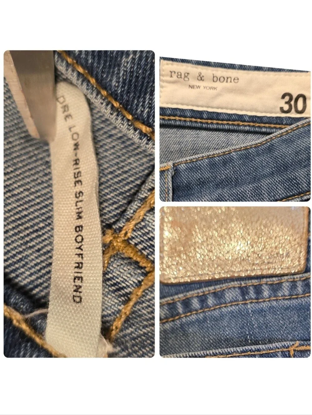 rag & bone The Dre Slim Boyfriend Jeans Blue Size 30 EUC - Picture 2 of 16